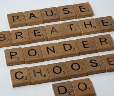 scrabble, scrabble pieces, lettering, letters, white background, wood, scrabble tiles, wood, words, pause, breathe, ponder, choose, do, panic, don't panic, decide, stop, indecision, stuck, overwhelmed, despair,